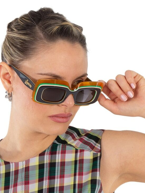 Loewe X Paula\'s Ibiza Women Sunglasses Grey Brown Rectangular LW40139U 20A main image 4